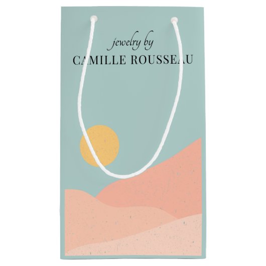 Boho Desert Sunrise Mountains Abstract Klein Cadeauzakje (Achterkant)