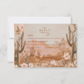 Boho Desert Sunset Cactus bruiloft RSVP Kaartje (Voorkant)