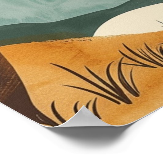 Boho Desert Sunset Landscape Wall Art Print (Hoek)