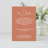 Boho Desert Terracotta Minimal Wedding Details Kaart (Staand voorkant)