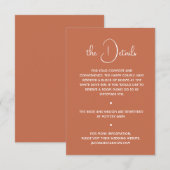 Boho Desert Terracotta Minimal Wedding Details Kaart (Voorkant / Achterkant)