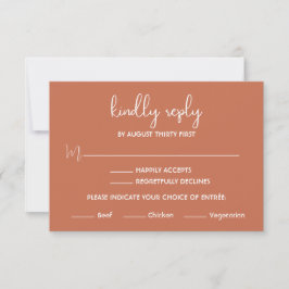 Boho Desert Terracotta Minimalistische RSVP Kaart