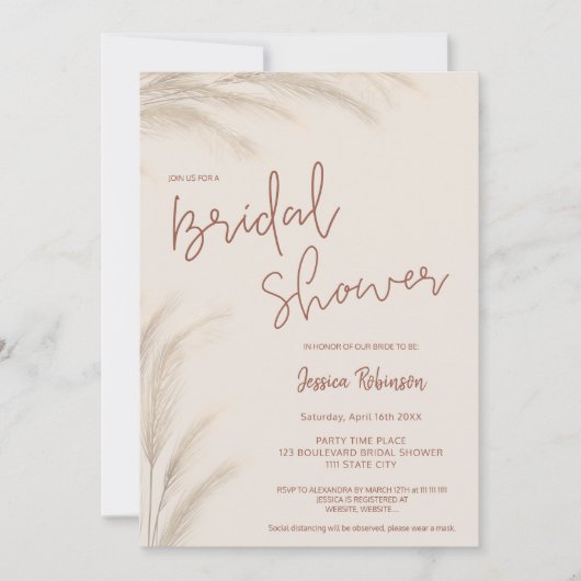 Boho desert terracotta pampas foto vrijgezellenfee kaart (Voorkant)