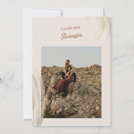 Boho desert terracotta pampas foto vrijgezellenfee kaart (Achterkant)