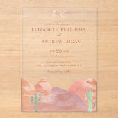 Boho Desert Wedding Acryl Uitnodigingen (Voorkant)