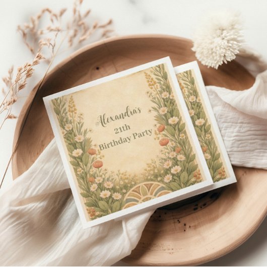 Boho Desert Wildflower Birthday Servet