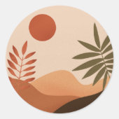 Boho Desert Zon Schrijfblok Ronde Sticker (Voorkant)