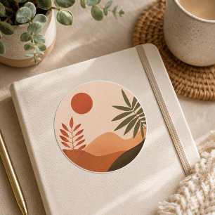 Boho Desert Zon Schrijfblok Ronde Sticker