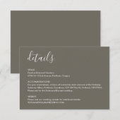 Boho Desertgrijze Huwelijksdetails Enclosurekaart Informatiekaartje (Voorkant / Achterkant)