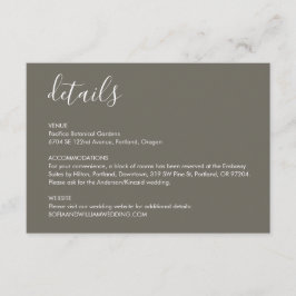 Boho Desertgrijze Huwelijksdetails Enclosurekaart Informatiekaartje