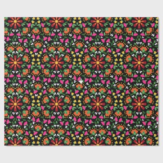Boho Design Bold Kleur Bloemen Cadeaupapier (Vlak)