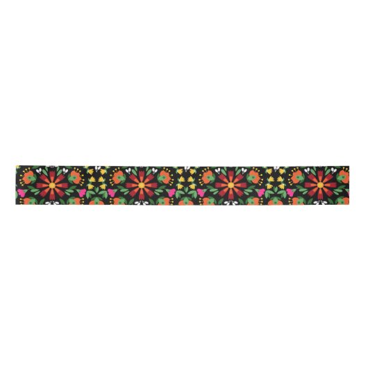 Boho Design Bold Kleur Bloemen Satijnen Lint (Voorkant)