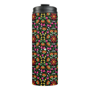 Boho Design Bold Kleur Bloemen Thermosbeker