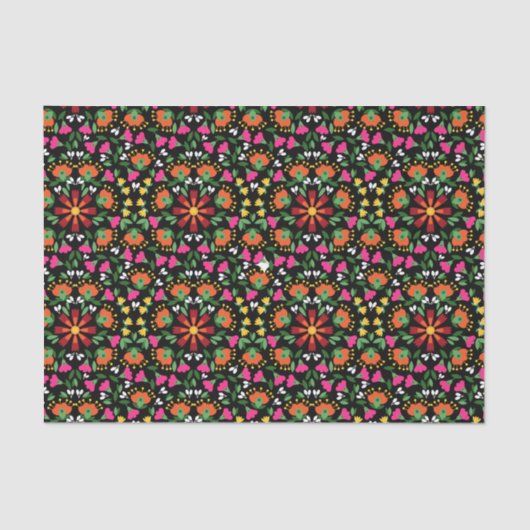 Boho Design Bold Kleur Bloemen Tissuepapier (Voorkant)
