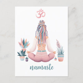 Boho Design- Frau mit Dreadlocks- Meditation- OM Briefkaart