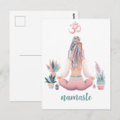 Boho Design- Frau mit Dreadlocks- Meditation- OM Briefkaart (Voorkant / Achterkant)