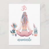 Boho Design- Frau mit Dreadlocks- Meditation- OM Briefkaart (Voorkant)