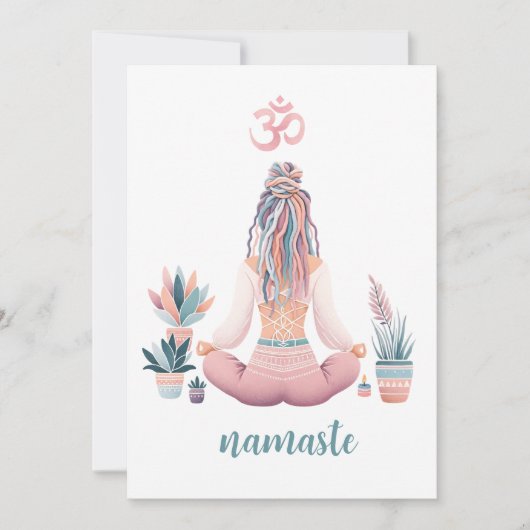 Boho Design- Frau mit Dreadlocks- Meditation- OM Kaart (Voorkant)