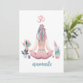 Boho Design- Frau mit Dreadlocks- Meditation- OM Kaart (Staand voorkant)