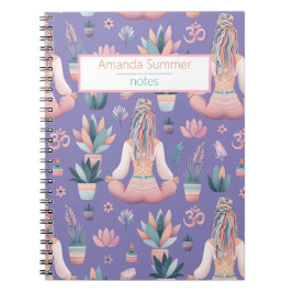 Boho Design- Frau mit Dreadlocks- Meditation- OM Notitieboek