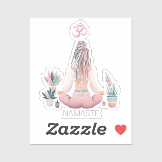 Boho Design- Frau mit Dreadlocks- Meditation- OM Sticker (Vel)