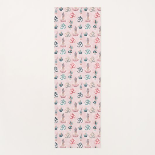 Boho Design- Frau mit Dreadlocks- Meditation- OM Yogamat (Voorkant)