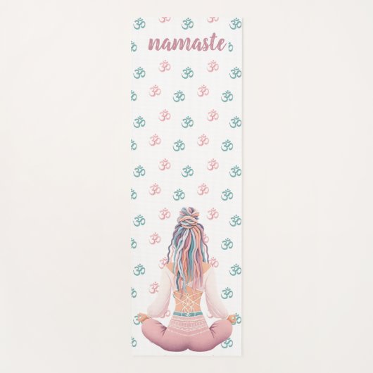 Boho Design- Frau mit Dreadlocks- Meditation- OM Yogamat (Voorkant)