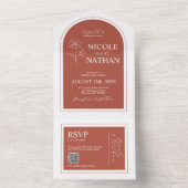 Boho Design Terracotta Rust Earth Tone | QR-code All In One Uitnodiging (Binnen)