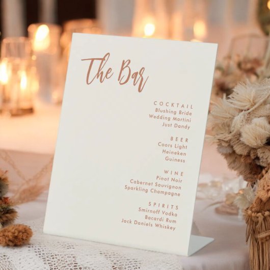 Boho Dessert Bruiloft Dranken Menu Tafel Bord Reclamebord Met Voetstuk