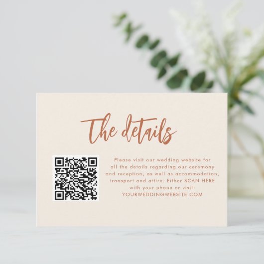Boho Dessert QR Wedding Details Enclosure Kaarten (Staand voorkant)