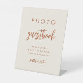 Boho Dessert Weddenschap Foto Guestbook Reclamebord Met Voetstuk (Voorkant)