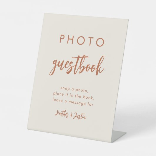 Boho Dessert Weddenschap Foto Guestbook Reclamebord Met Voetstuk (Voorkant)