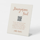 Boho Dessert Wedding Honeymoon Fund QR Sign Reclamebord Met Voetstuk (Voorkant)