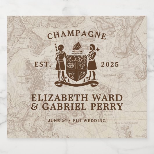 Boho Destination Wedding Fiji Sparkling Wijnetiket (Enkel label)