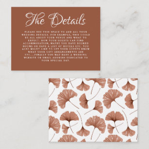 Boho Details Terracotta Ginkgo Botanical Wedding Informatiekaartje