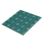 Boho Diamanten Strepen Teal Tegeltje (Zijkant)