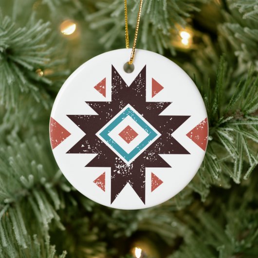 Boho Diamond Emblem Keramisch Ornament (Boom)