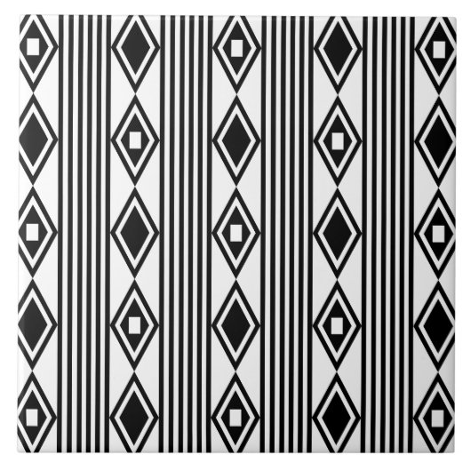 Boho Diamonds Black White Tegeltje (Voorkant)