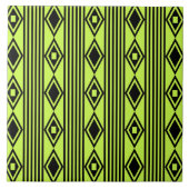 Boho Diamonds Stripes Black Chartreuse Tegeltje (Voorkant)