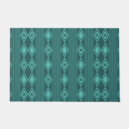 Boho Diamonds Stripes Blauwgroen Deurmat (Voorkant)