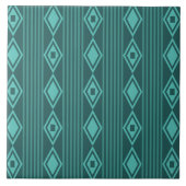 Boho Diamonds Stripes Blauwgroen Tegeltje (Voorkant)