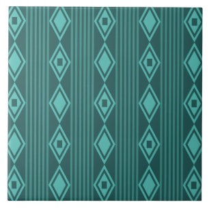 Boho Diamonds Stripes Blauwgroen Tegeltje