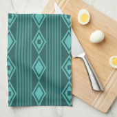 Boho Diamonds Stripes Blauwgroen Theedoek (Quarter Fold)