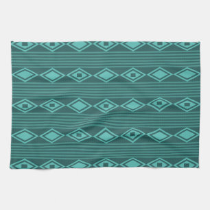 Boho Diamonds Stripes Blauwgroen Theedoek