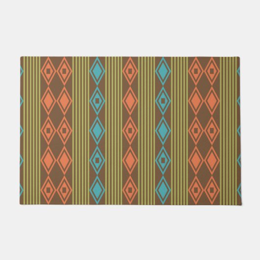 Boho Diamonds Stripes Multicolored Deurmat (Voorkant)