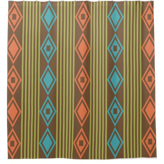 Boho Diamonds Stripes Multicolored Douchegordijn (Voorkant)