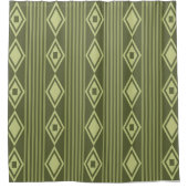 Boho Diamonds Stripes Olive Green Douchegordijn (Voorkant)