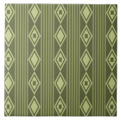 Boho Diamonds Stripes Olive Green Tegeltje (Voorkant)