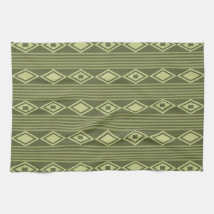 Boho Diamonds Stripes Olive Green Theedoek