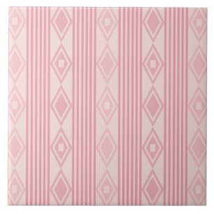 Boho Diamonds Stripes Pink Vanilla Tegeltje
